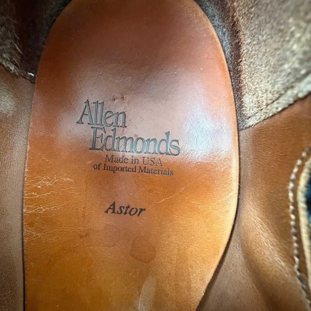 Allen Edmonds Astor Mens 11 D Burgundy Leather Tassel Loafers Brogue Wingtip USA